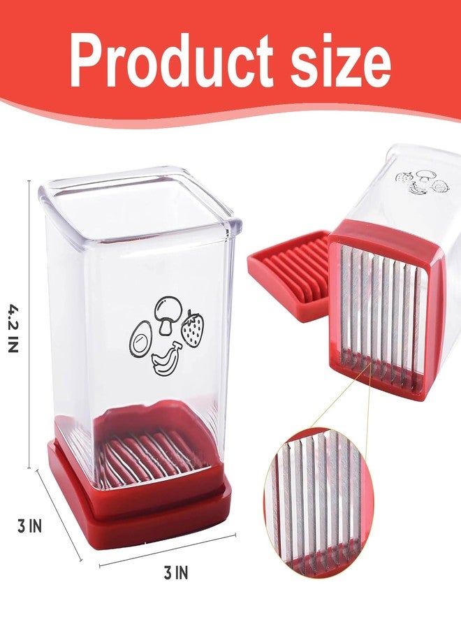 Wanheart 2-Pack Fruit & Egg Slicer Cup - Stainless Steel Dual Cup Cutter for Strawberry, Banana, Grape & Boiled Egg, Quick Food Prep Kitchen Gadget for Home Cooking (R - Image 2